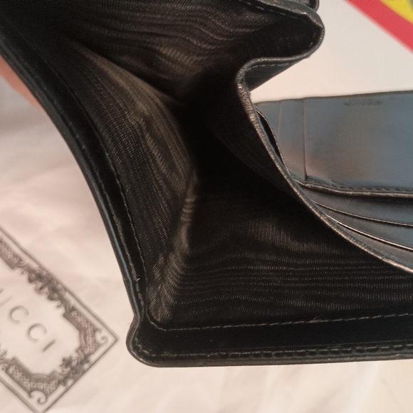 PRADA Double hook Bi fold Wallet Silver Hardware Unisex Leather Black - Picture 10 of 14